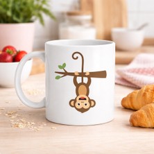Youday Accessories Sevimli Maymun Desenli Porselen Kupa Model 73 – Eğlenceli Tasarım, Kahve &amp; Çay Kupası