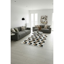 Lorvian Noletti Modern Desenli Günlük Kullanıma Makinede Yıkanabilir Çift Taraflı Uygun Kilim