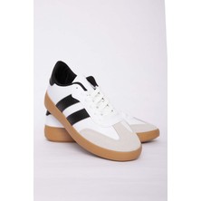 SRC Yan Şerit Detaylı Sneaker Spor Ayakkabı Beyaz - Siyah