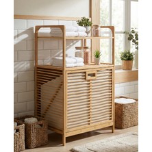 Robin Home Bambu Kirli Sepetli 2 Raflı Çok Amaçlı Banyo Düzenleyici Çamaşır Sepeti Organizer 64*40*95CM