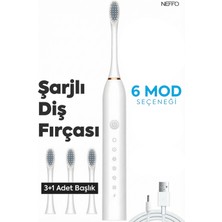 Neffo Elektrikli Diş Fırçası, 42.000 Titreşim, 6 Mod, 3+1 Başlık, Ipx7 Su Geçirmez