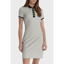 Guess Alphonsin Regular Fit Düğmeli Polo Yaka Çizgili Mini Elbise W6GK14K2948 Bayan Elbise W6GK14 K2948 S0AK