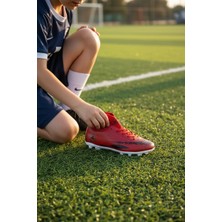 Enoch Erkek Çocuk Kırmızı Bilek Destekli Desenli Çivili Futbol Kramponu