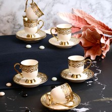 Paçi Pacı Ayaklı Kabartmalı Yaldızlı 6 Lı Kahve Fıncanı