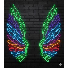 Neonled Melek Kanatları (Tip 2) Küçük Boy Neon LED Dekoratif Aydınlatma (109X171 Cm)
