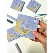 Kağıt Gemi Küçük Prens Temalı Sarı Ay ve Bulut Desenli Postit/post-It/yapışkanlı Not Kağıdı/sticky Note