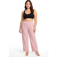 Moda Şahsenem Moda Kadın Pudra Pembe Dokulu Büyük Beden Cepli Pijama Altı