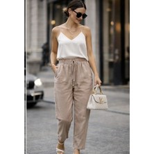 Akasha Design Bej Rengi Gabardin Havuç Pantolon