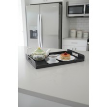 Grandmix Şık ve Dayanıklı Metal Mutfak Tepsisi Kulplu Dekoratif Sunum Panosu