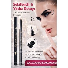 Bakio Profesyonel Çift Uçlu Eyeliner & Yıldız Damga – Yoğun Pigment, Gün Boyu Kalıcılık Siyah