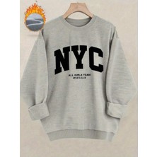 Nyc Baskılı Sweatshırt Oversize 3 Iplik