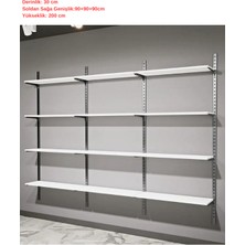 Alanraf 4 Katlı Duvara Monte Ahşap Raf & Konik Dikmeye Ahşap Raf 30X270X200CM