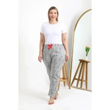 Moda Şahsenem Moda Kadın Pamuklu Büyük Beden Alt Pijama Gri
