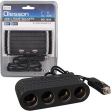 Najmaddin Olesson 1654 12-24V Çift USB - Type-C 120W 80CM Kablolu 4'lü Araç Çakmak Çoklayıcı