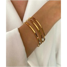 Efsaa 3 Lü Çelik Ajda Bilezik Gold Renk.3’lü Ajda Bileklik Çelik 3’lü Ajda Bileklik,çelik Bilezik