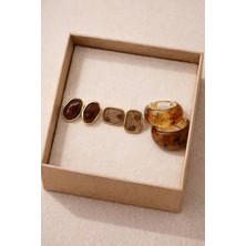 Adanova Concept Vintage Kaplan Gözü Reçine 3'lü Küpe Seti