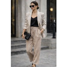 Akasha Design Bej Rengi Gabardin Havuç Pantolon