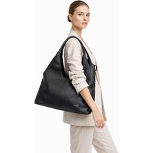 Başkent Çanta Kadın Siyah Hobo Omuz Çantası – Üst Saplı – Günlük Şık Tasarım – Yumuşak Vegan Deri El & Kol Çantası