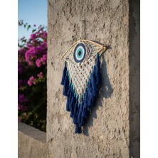 Meya Design Nazar Boncuklu El Yapımı Makrome Duvar Süsü – Dekoratif Duvar Aksesuarı (38 × 42 Cm)