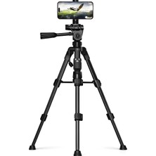 CoverZone NP-610S | 65 cm Profesyonel Tripod Telefon ve Kamera Için Alüminyum Gövde 4 kg Taşıma Kapasiteli 3 Kademeli Ayarlanabilir Ball Head Başlık Bluetooth Kumandalı Kompakt Kamera Standı