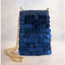 By Lily Lacivert Pullu Çanta Gece ve Gündüz Kullanımına Uygun