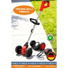Böhrer AKÜLÜ TEKERLEKLİ ÇİM BİÇME MAKİNESİ - 21V 1.5 AH ÇİFT AKÜLÜ - YEDEK BIÇAK VE AKSESUARLI