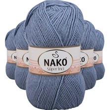 Maarketim 5 Adet Süper İnci El Örgü İpi 100 gr Kot Mavi