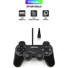 Concord Pc ve Laptoplarla Uyumlu Çift Motorlu (Dual Schock) Titreşimli Oyun Kolu I USB Kablolu