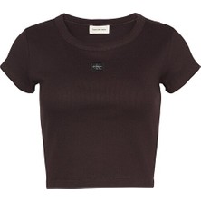 Calvin Klein Kadın Woven Label Baby Rib Baby T-Shirt