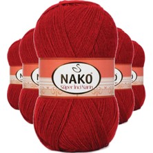 Maarketim 5 Adet Süper İnci El Örgü İpi 100 gr Koyu Kırmızı