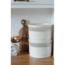 Dekorz Dükkan Galvaniz Soft Krem Iki Katlı Patates & Soğan Saklama Kovası