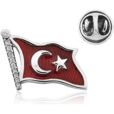 DMR Elegance Gümüş Türk Bayrağı Rozet