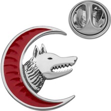 DMR Elegance Gümüş Ay Motifli Bozkurt Rozet