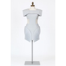 Grey Semicircle Dress-Grey / Italıan Crep / Dry Clean Only