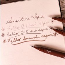 Uni-Ball Uni Pin Teknik Çizim Kalemi (Sepia) Kahverengi (Brush) Fırca Uç 1 Adet