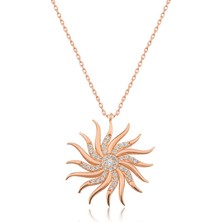 DMR Elegance Gümüş Rose Rüzgar Gülü Bayan Kolye