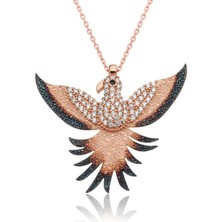DMR Elegance Gümüş Rose Zümrüdü Anka Kuşu Kolye