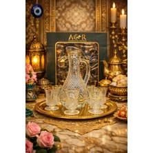 Seymen Bıçakçılık Kristal Görünümlü Zemzemlik Sürahi Takımı – 6’lı Bardaklı Lüks Sunum Seti Toplam 7 Parça