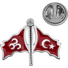 DMR Elegance Gümüş Üç Hilal Türk Bayrağı Rozet
