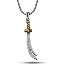 DMR Elegance Gümüş Desenli Zülfikar Kılıcı Erkek Kolye