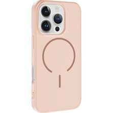 Gpack iPhone 16 Pro Uyumlu Kılıf Meta Araç Tutucu ve M-Safe Şarj Özellikli Silikon Pembe
