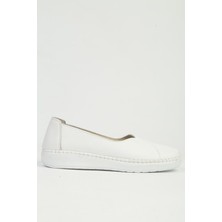 Benetton Pierre Cardin Hakiki Deri Beyaz Kadın Babet PC-55717