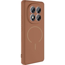 Gpack Xiaomi Redmi Note 14 Pro 4g Uyumlu Kılıf Meta Araç Tutucu Özellikli Silikon Kahverengi