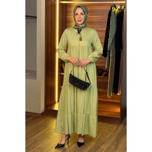 İlkimay.com Yarım Düğmeli Elbise 1689 - Yeşil