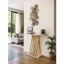 Dekorister Gravity Traverten Desenli Gold Metal Dresuar - Modern Antre/hol Konsolu
