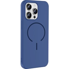 Gpack iPhone 14 Pro Max Uyumlu Kılıf Meta Araç Tutucu ve M-Safe Şarj Özellikli Silikon Lacivert