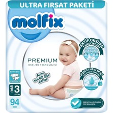 Najmaddin Molfix Premium Bebek Bezi Ultra Fırsat Paketi 3 Beden 4-9 kg 94 Adet