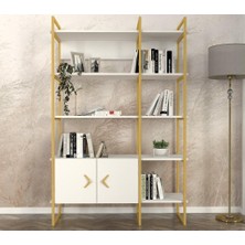 Dekorister Santana Kitaplık Beyaz - Gold