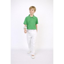 Dıgıl Kids Polo Yaka T-Shirt Likralı Beyaz Pantolon Erkek Çocuk Takım