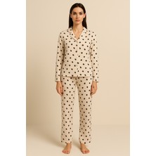Bony Socks Kadın Desenli Düğmeli Pijama Takımı